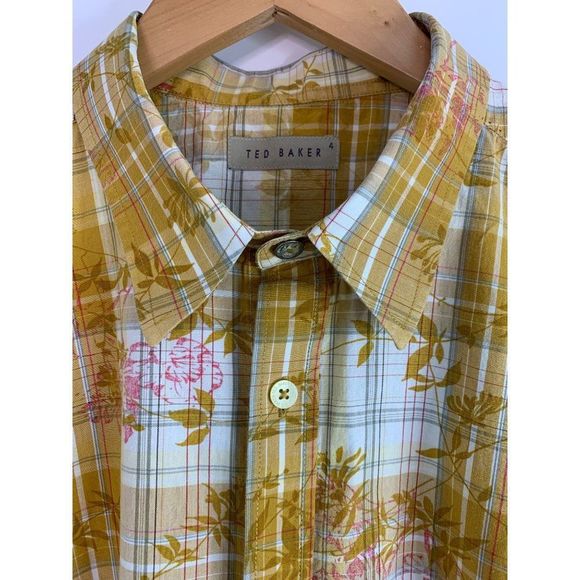 Men’s Ted Baker Rare SAMPLE short sleeve Shirt plaid size 4 Large 6236 - Picture 4 of 11
